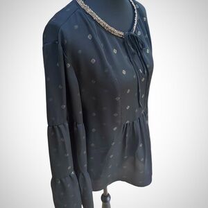 Altar’d State Boho Black Sheer Top Blouse Size L in EUC